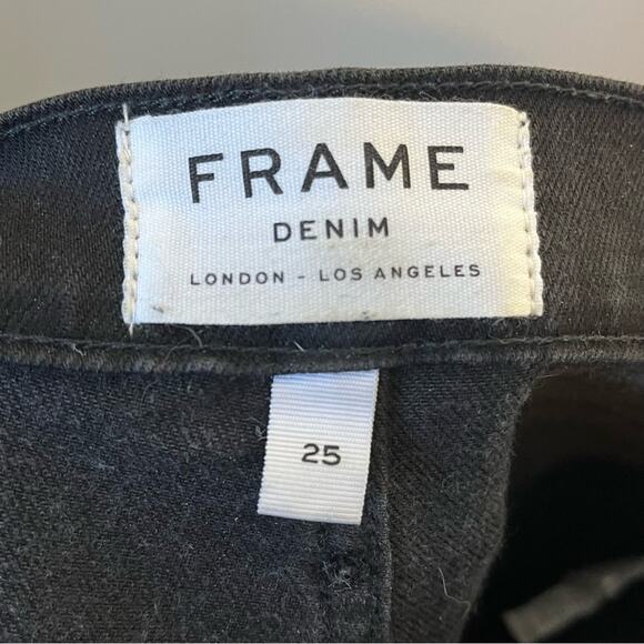 FRAME DENIM Eyelet-Hem Flared Crop Jeans in Lacey Size 25 Faded Black - Picture 6 of 7